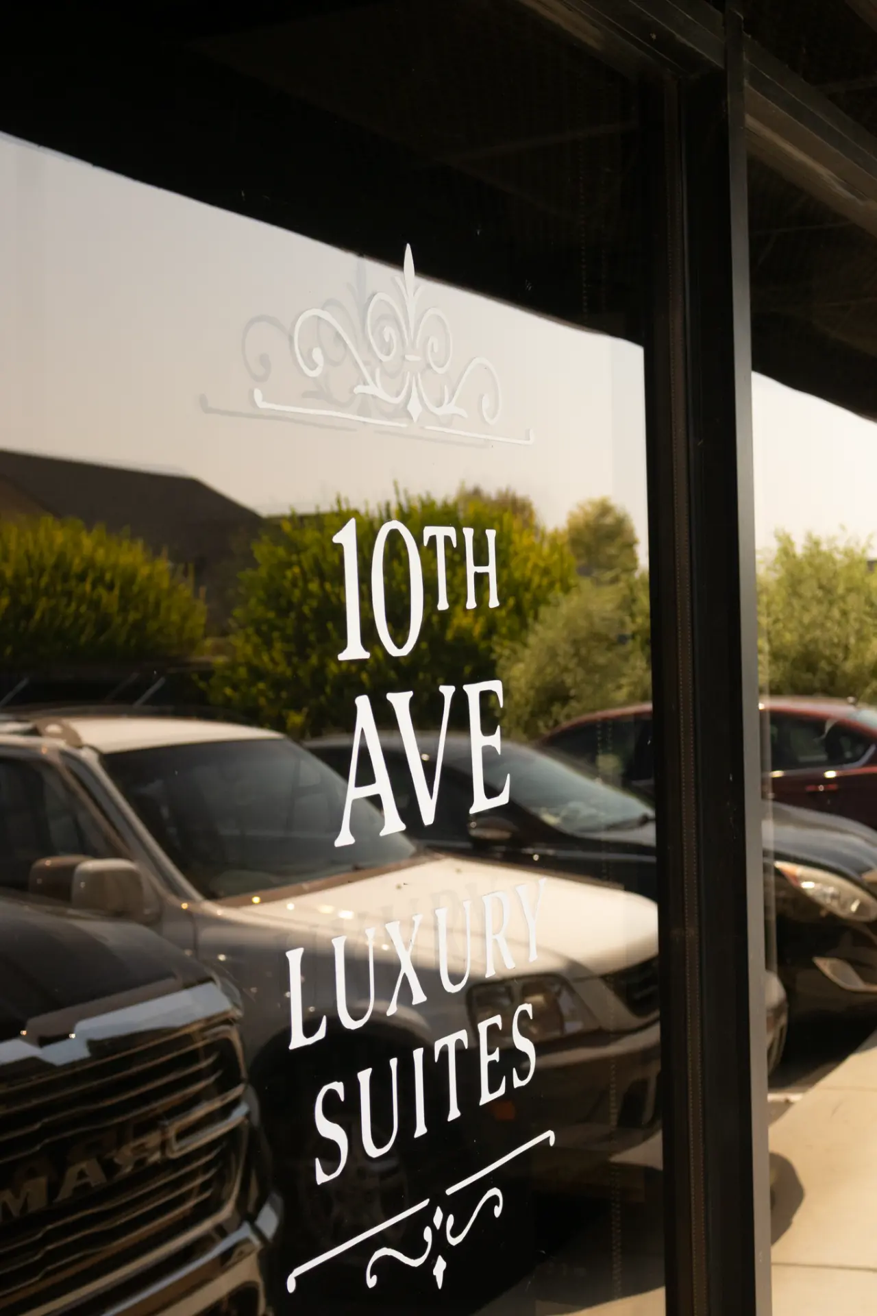 10th Ave Luxury Suites front door window detail